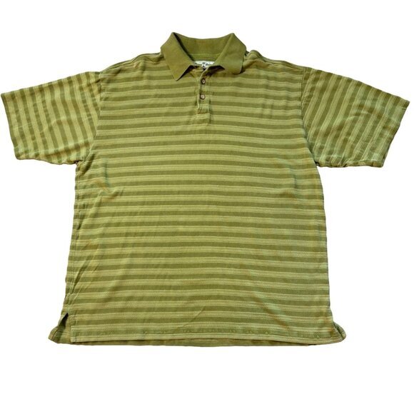 Tommy Bahama Polo Shirt‎ Size Large Chartruese Green Textured Silk Blend Men's - Picture 1 of 8